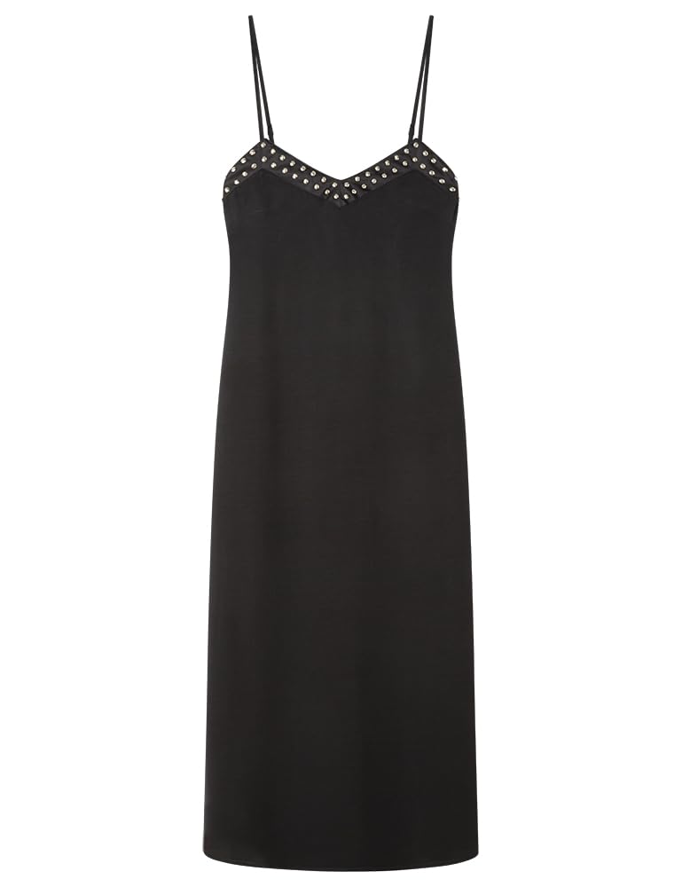 Springfield Midi Strappy Dress with Studs Vestido De Tirantes, Negro, 34 para Mujer