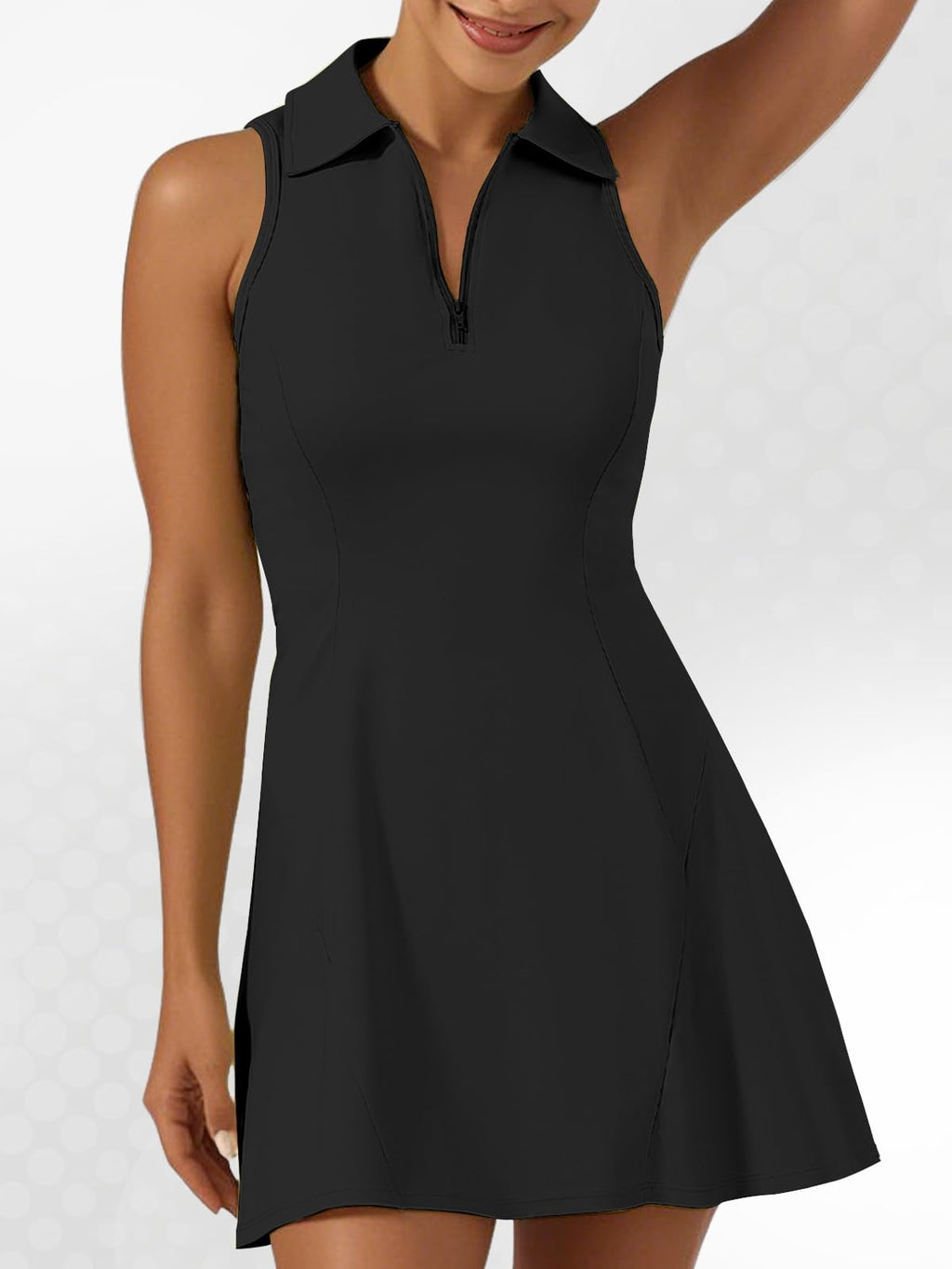 GroYolan Vestido de Tenis para Mujer sin Mangas Athletic Dress con Pantalón Corto Bolsillos Cremallera Polo Ropa Deportiva Golf Padel Fitness Casual
