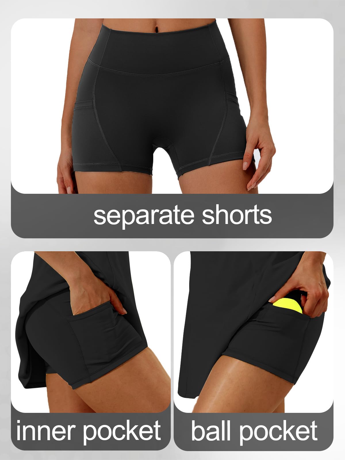 GroYolan Vestido de Tenis para Mujer sin Mangas Athletic Dress con Pantalón Corto Bolsillos Cremallera Polo Ropa Deportiva Golf Padel Fitness Casual