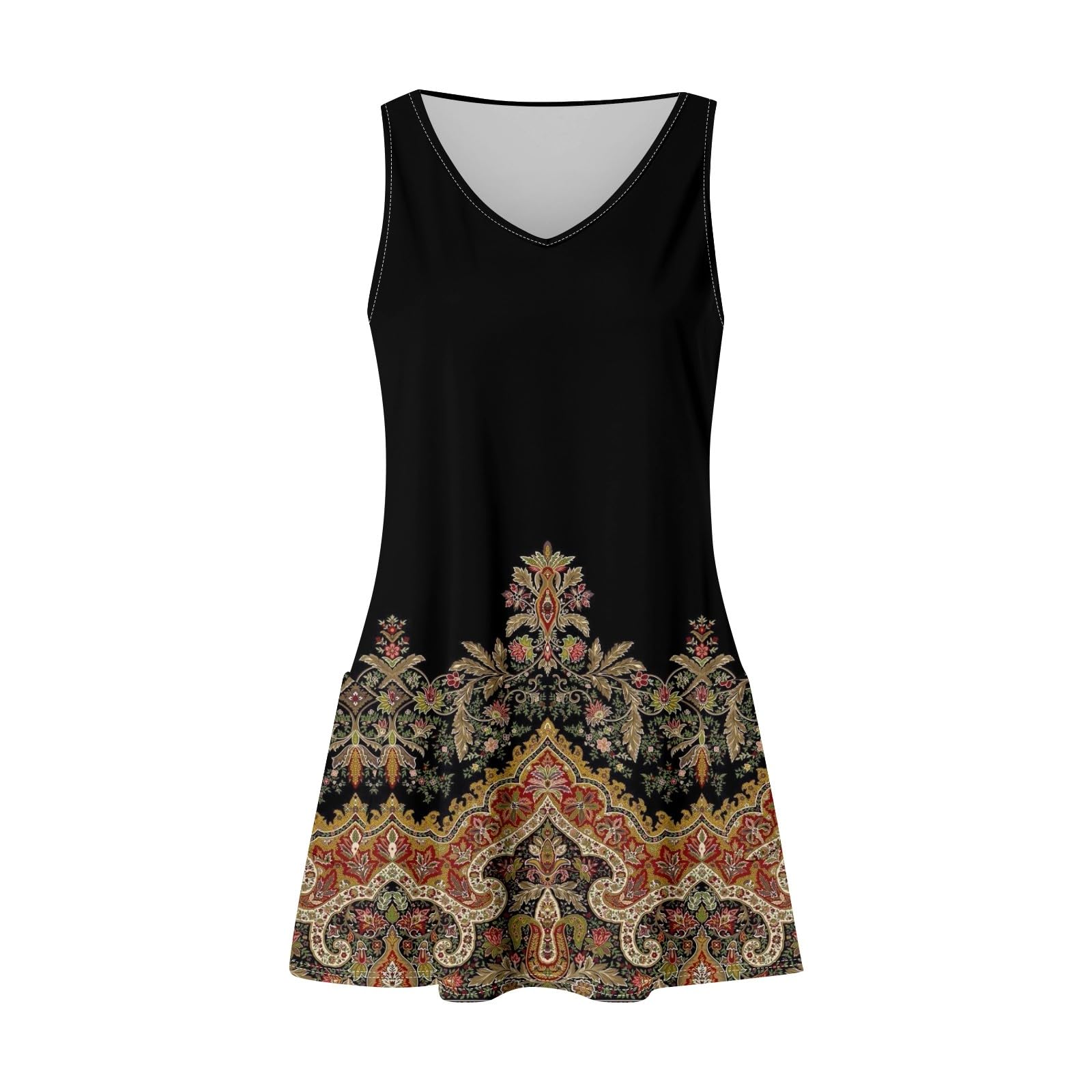 Vestido Verano Mujer 2025, Vestidos Playeros Mujer Playa Elegantes Sin Mangas Cuello V Fiesta Tallas Grandes Vestido Summer Dresses for Women Amazon España Ofertas Negro