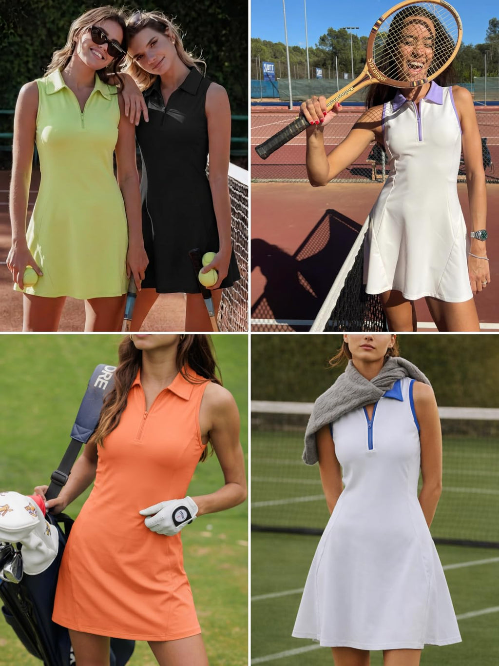 GroYolan Vestido de Tenis para Mujer sin Mangas Athletic Dress con Pantalón Corto Bolsillos Cremallera Polo Ropa Deportiva Golf Padel Fitness Casual