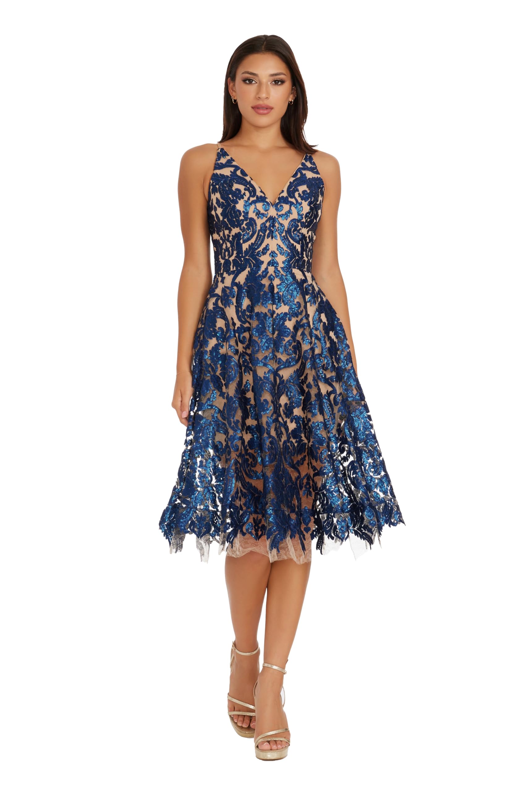 Dress The Population para Mujer 1405-1201 Sin Mangas Vestido - Azul - X-Large
