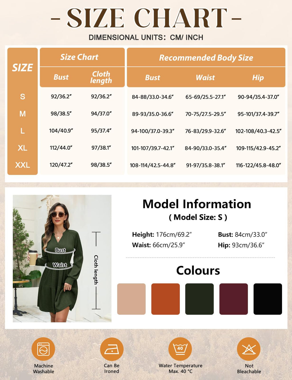 CMTOP Vestido Mujer Manga Larga Cuello en V Vestidos Elegante Casual Midi Cintura Alta Vestido de Punto con Bolsillos Dress Otoño Primavera