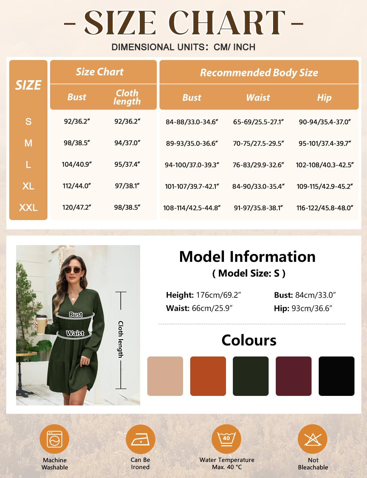 CMTOP Vestido Mujer Manga Larga Cuello en V Vestidos Elegante Casual Midi Cintura Alta Vestido de Punto con Bolsillos Dress Otoño Primavera