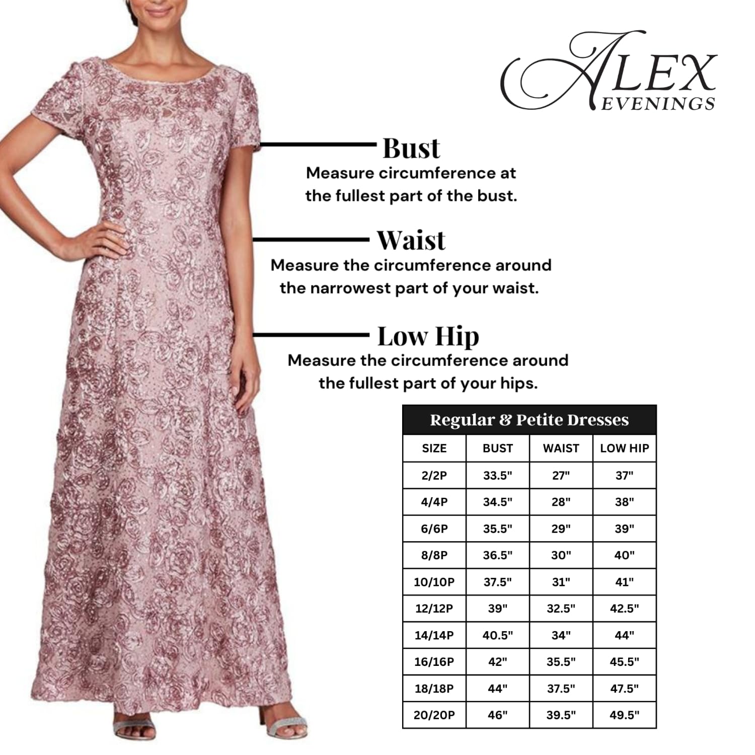 Alex Evenings Long Rosette Mother of The Bride Dress with Short Sleeves, Formal Gown, Wedding Guest Vestido para Madre de la Novia, Marino, 12 para Mujer