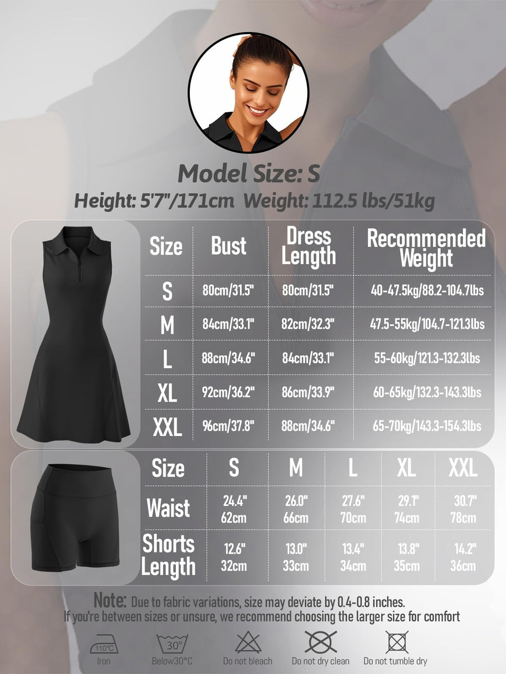 GroYolan Vestido de Tenis para Mujer sin Mangas Athletic Dress con Pantalón Corto Bolsillos Cremallera Polo Ropa Deportiva Golf Padel Fitness Casual