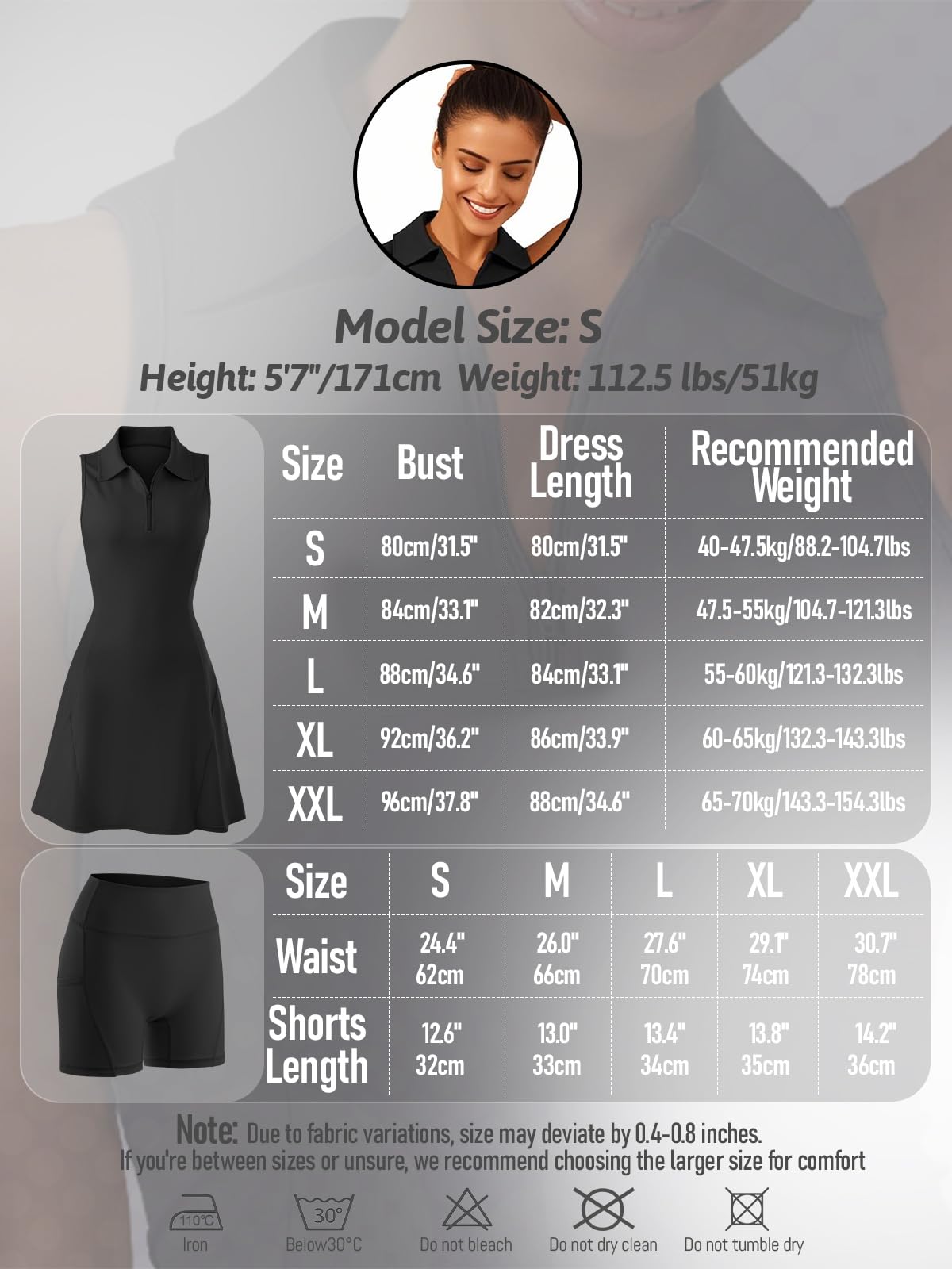 GroYolan Vestido de Tenis para Mujer sin Mangas Athletic Dress con Pantalón Corto Bolsillos Cremallera Polo Ropa Deportiva Golf Padel Fitness Casual