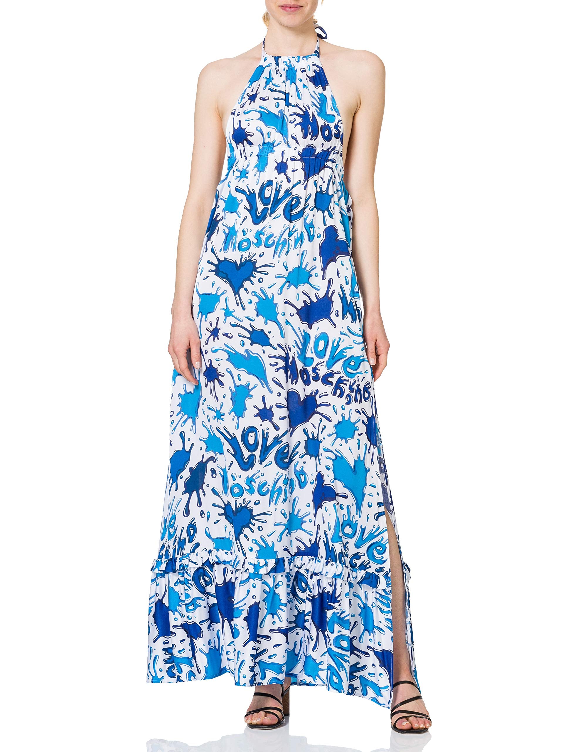 Love Moschino Long Dress-Allover Hearts and Splash Logo Print Vestimenta Casual, All.Splash AZZU, 38 para Mujer