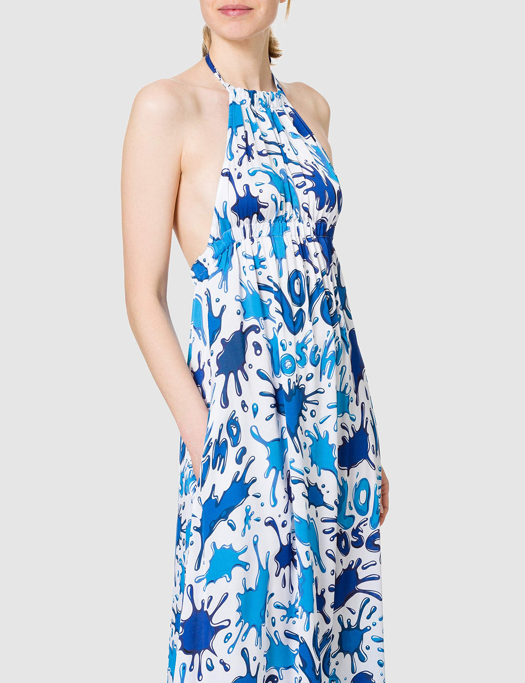 Love Moschino Long Dress-Allover Hearts and Splash Logo Print Vestimenta Casual, All.Splash AZZU, 38 para Mujer