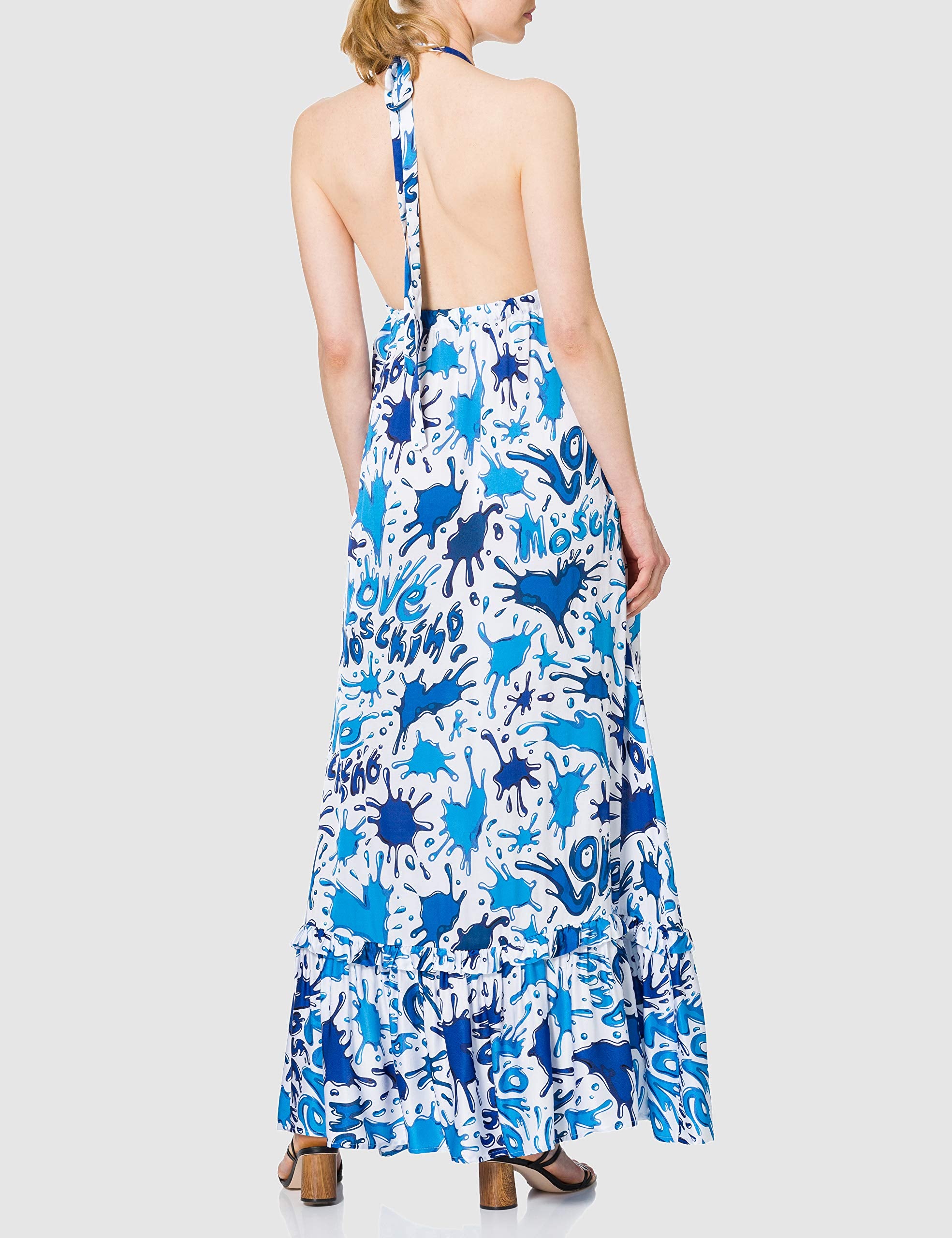 Love Moschino Long Dress-Allover Hearts and Splash Logo Print Vestimenta Casual, All.Splash AZZU, 38 para Mujer