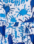 Love Moschino Long Dress-Allover Hearts and Splash Logo Print Vestimenta Casual, All.Splash AZZU, 38 para Mujer